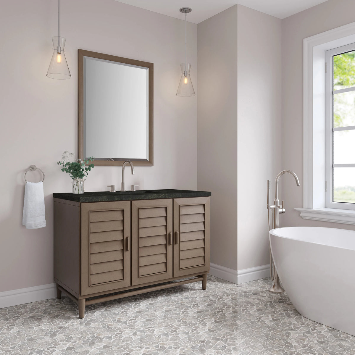 Portland 48" Single Vanity, Whitewashed Walnut, w/ 3 CM Phantome Eclos Top, view 4