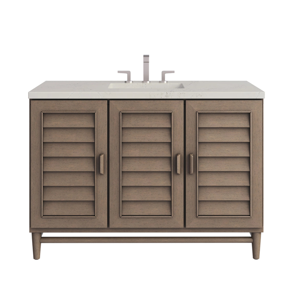 Portland 48" Single Vanity, Whitewashed Walnut, w/ 3 CM Siberian Silestone Top