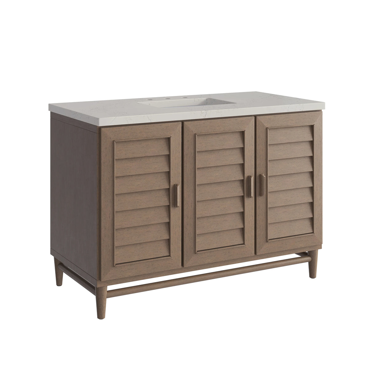 Portland 48" Single Vanity, Whitewashed Walnut, w/ 3 CM Siberian Silestone Top, view 11