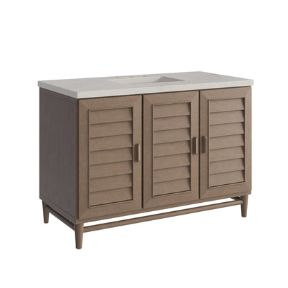 Portland 48" Single Vanity, Whitewashed Walnut, w/ 3 CM Siberian Silestone Top, view 11