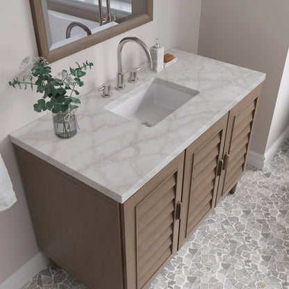 Portland 48" Single Vanity Whitewashed Walnut w/ 3 CM Victorian Silver Silestone Top, view 7