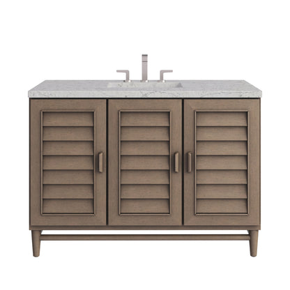 Portland 48" Single Vanity Whitewashed Walnut w/ 3 CM Eternal Jasmine Pearl Silestone Top w/FreePower Wireless Charger
