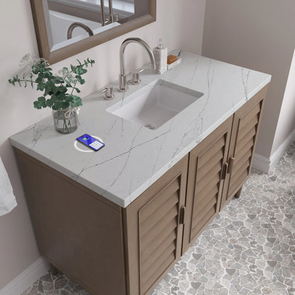 Portland 48" Single Vanity Whitewashed Walnut w/ 3 CM Ethereal Noctis Silestone Top w/FreePower Wireless Charg, view 11
