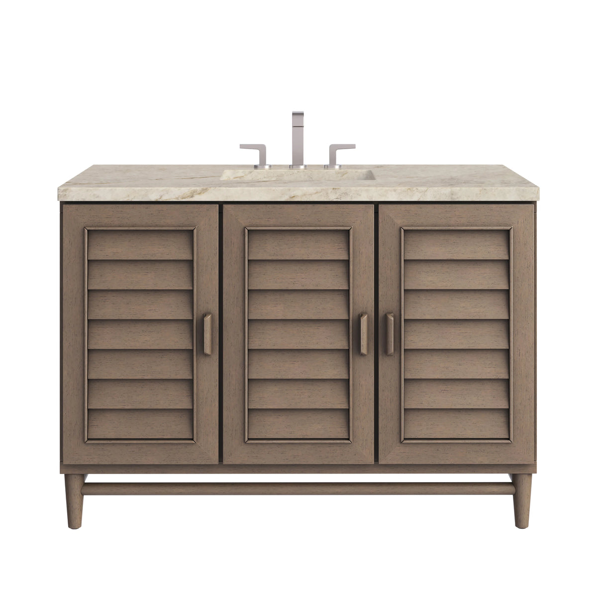 Portland 48" Single Vanity, Whitewashed Walnut, w/ 3 CM Tajnar Eclos Top w/FreePower Wireless Charger