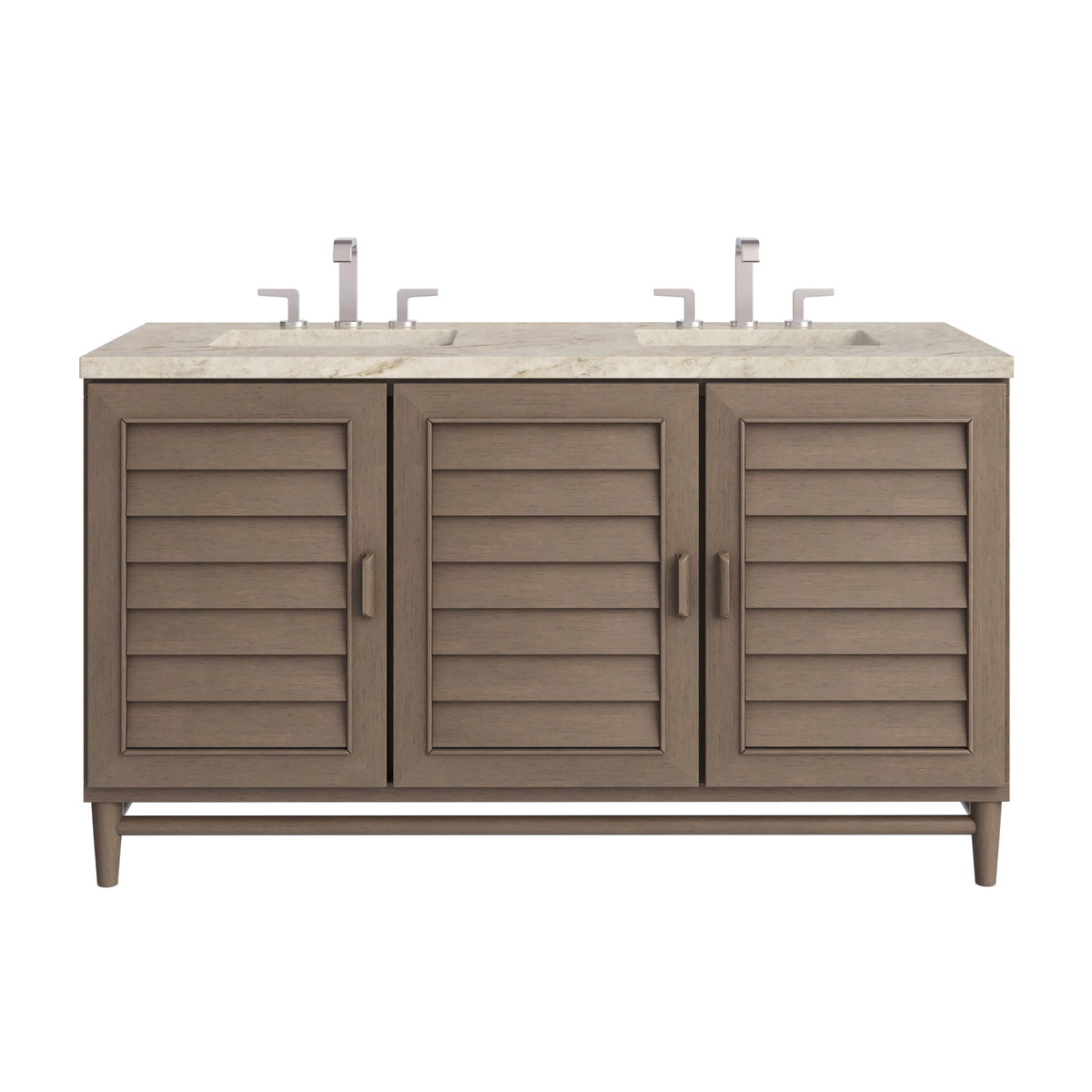 Portland 60" Double Vanity, Whitewashed Walnut, w/ 3 CM Tajnar Eclos Top