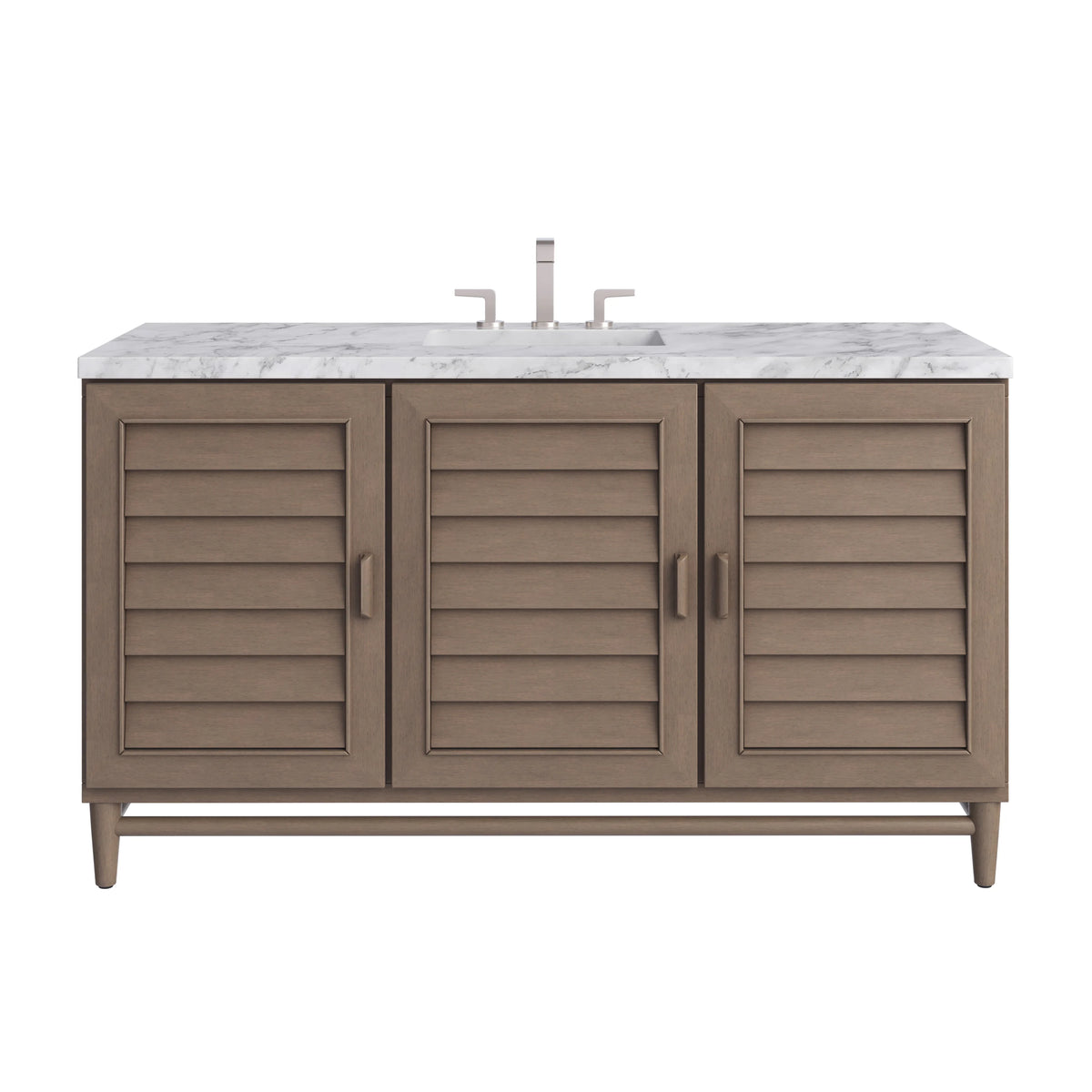 Portland 60" Single Vanity Whitewashed Walnut w/ 3 CM Carrara Marble Top