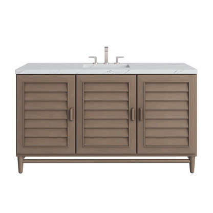 Portland 60" Single Vanity Whitewashed Walnut w/ 3 CM Ethereal Noctis Silestone Top