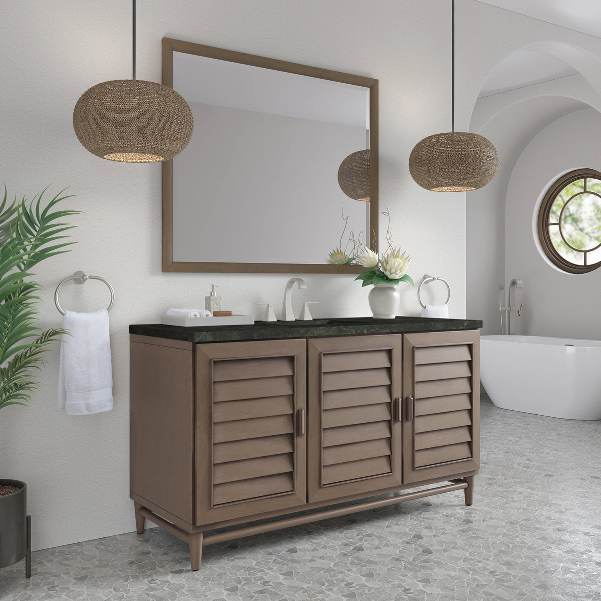 Portland 60" Single Vanity, Whitewashed Walnut, w/ 3 CM Phantome Eclos Top, view 4
