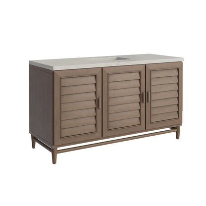 Portland 60" Single Vanity, Whitewashed Walnut, w/ 3 CM Siberian Silestone Top, view 11