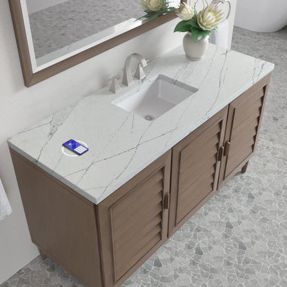 Portland 60" Single Vanity Whitewashed Walnut w/ 3 CM Ethereal Noctis Silestone Top w/FreePower Wireless Charg, view 11