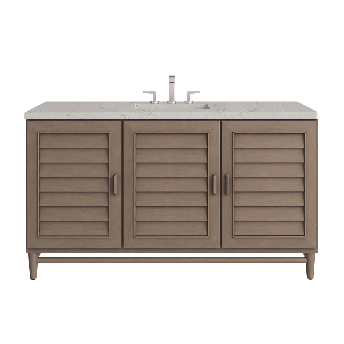 Portland 60" Single Vanity Whitewashed Walnut w/ 3 CM Victorian Silver Silestone Top w/FreePower Wireless Charger