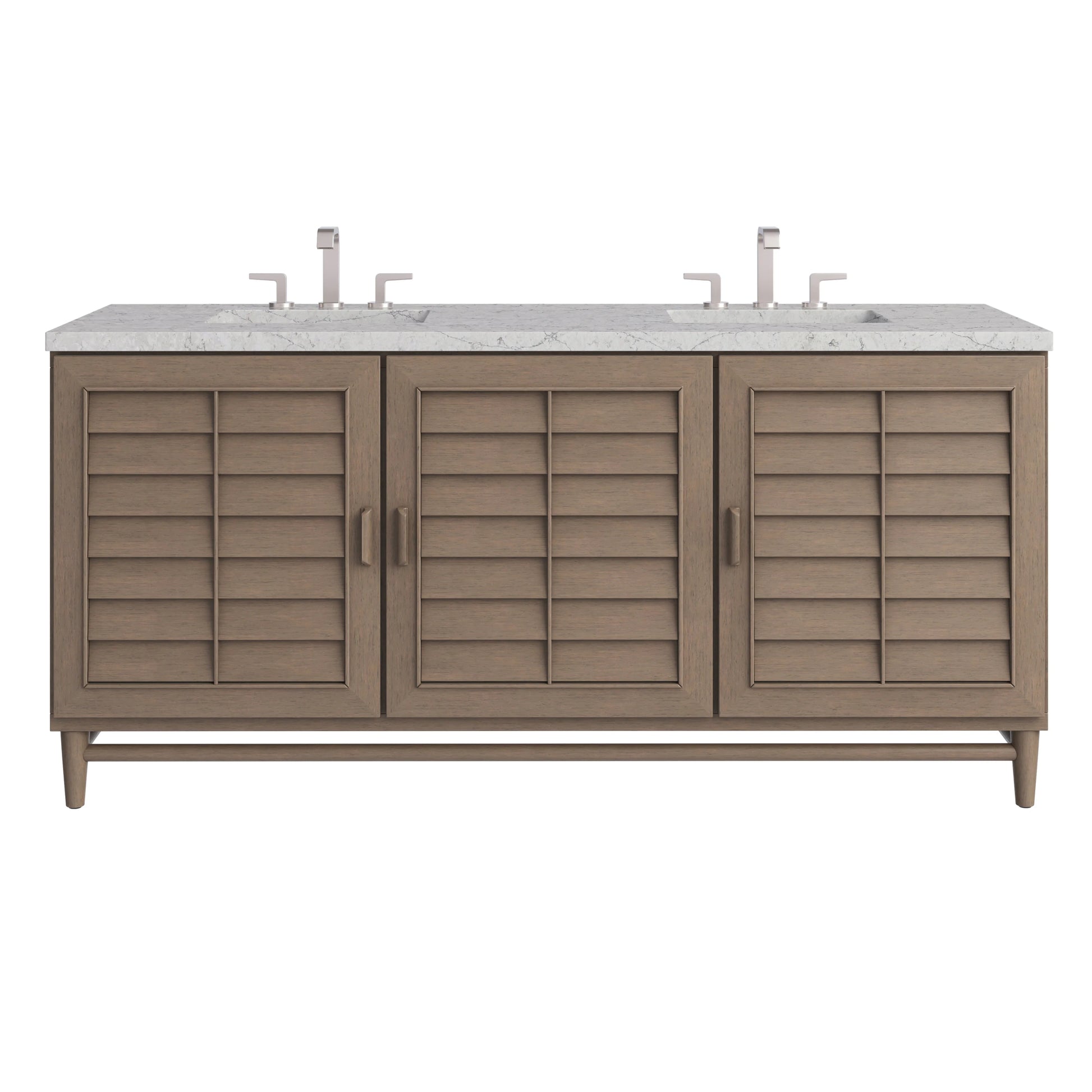 Portland 72" Double Vanity Whitewashed Walnut w/ 3 CM Eternal Jasmine Pearl Silestone Top