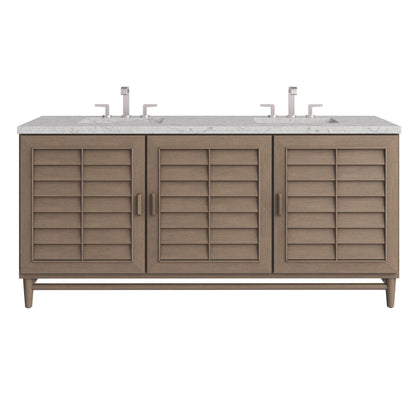 Portland 72" Double Vanity Whitewashed Walnut w/ 3 CM Eternal Jasmine Pearl Silestone Top