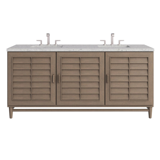 Portland 72" Double Vanity Whitewashed Walnut w/ 3 CM Eternal Jasmine Pearl Silestone Top