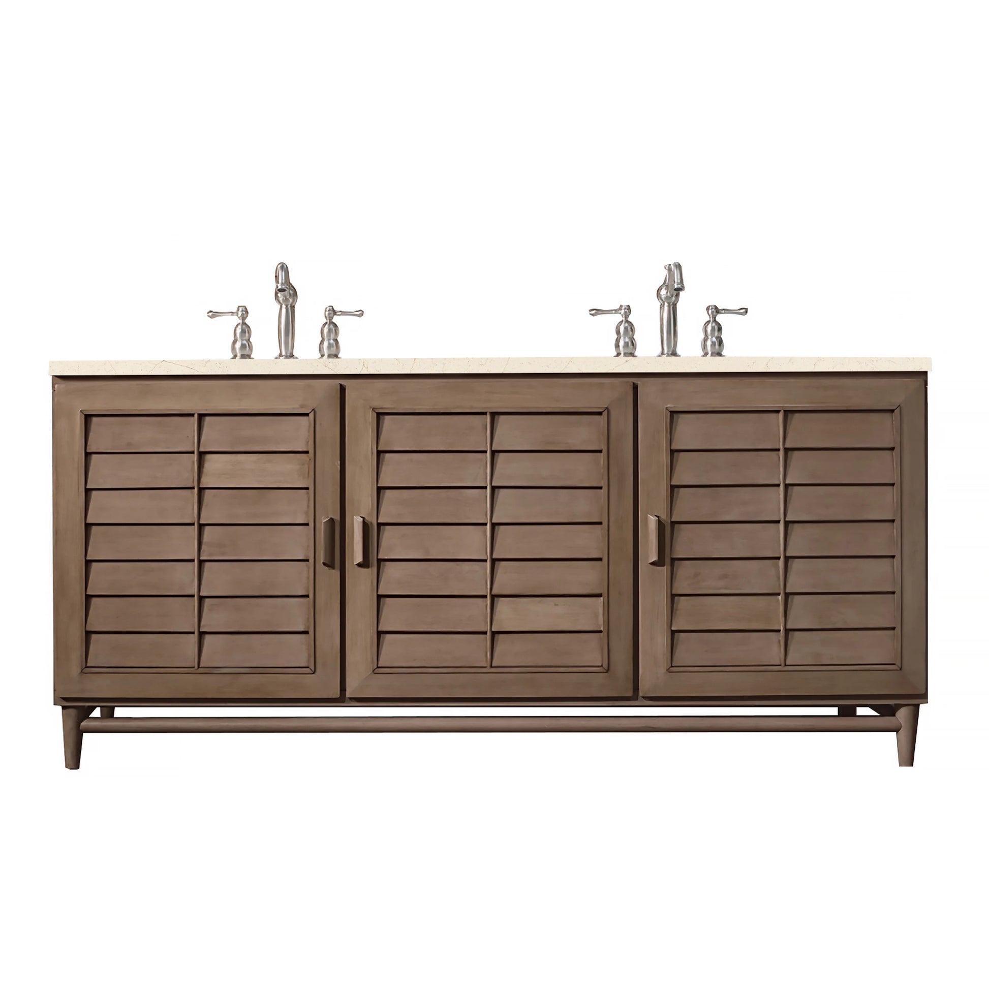 Renovate for Less Atlanta Portland 72" Double Vanity Whitewashed Walnut w/ 3 CM Eternal Marfil Silestone Top