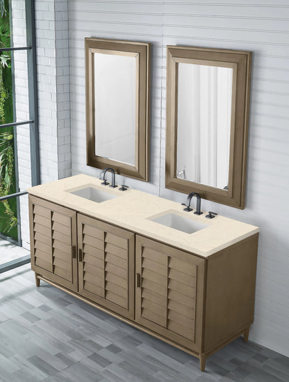 Renovate for Less Atlanta Portland 72" Double Vanity Whitewashed Walnut w/ 3 CM Eternal Marfil Silestone Top, view 4