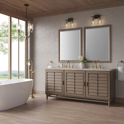 Portland 72" Double Vanity, Whitewashed Walnut, w/ 3 CM Tajnar Eclos Top, view 4