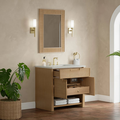 Solene 36" Single Vanity, Seaside Oak, w/ 3 CM Lime Delight Quartz Top, view 5
