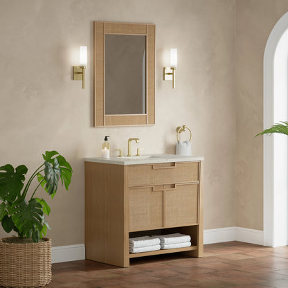 Solene 36" Single Vanity, Seaside Oak, w/ 3 CM Siberian Silestone Top, view 4