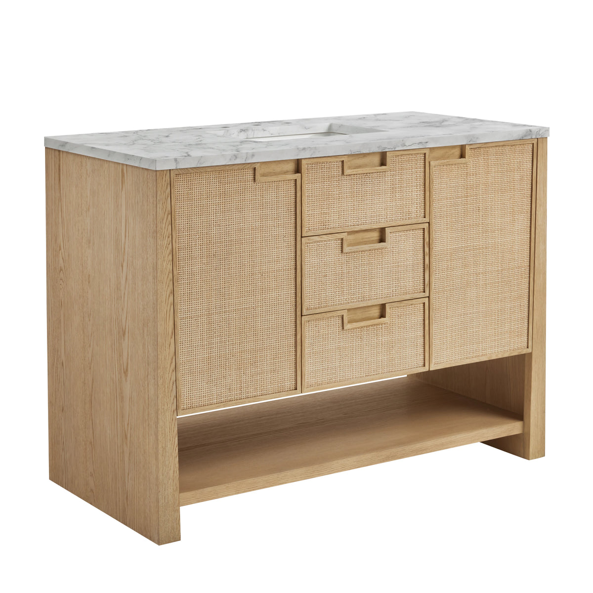Solene 48" Single Vanity, Seaside Oak, w/ 3 CM Carrara Marble Top, view 9