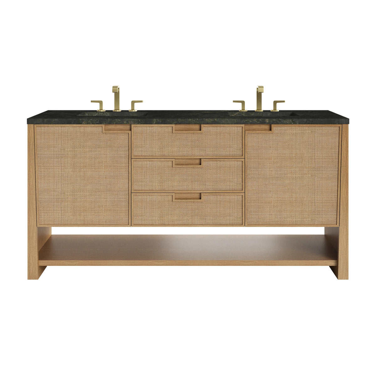 Solene 72" Double Vanity, Seaside Oak, w/ 3 CM Phantome Eclos Top