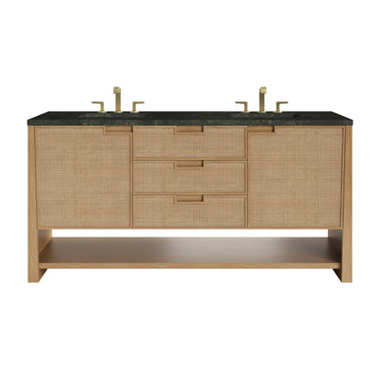 Solene 72" Double Vanity, Seaside Oak, w/ 3 CM Phantome Eclos Top