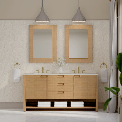 Solene 72" Double Vanity, Seaside Oak, w/ 3 CM Siberian Silestone Top w/FreePower Wireless Charger, view 5