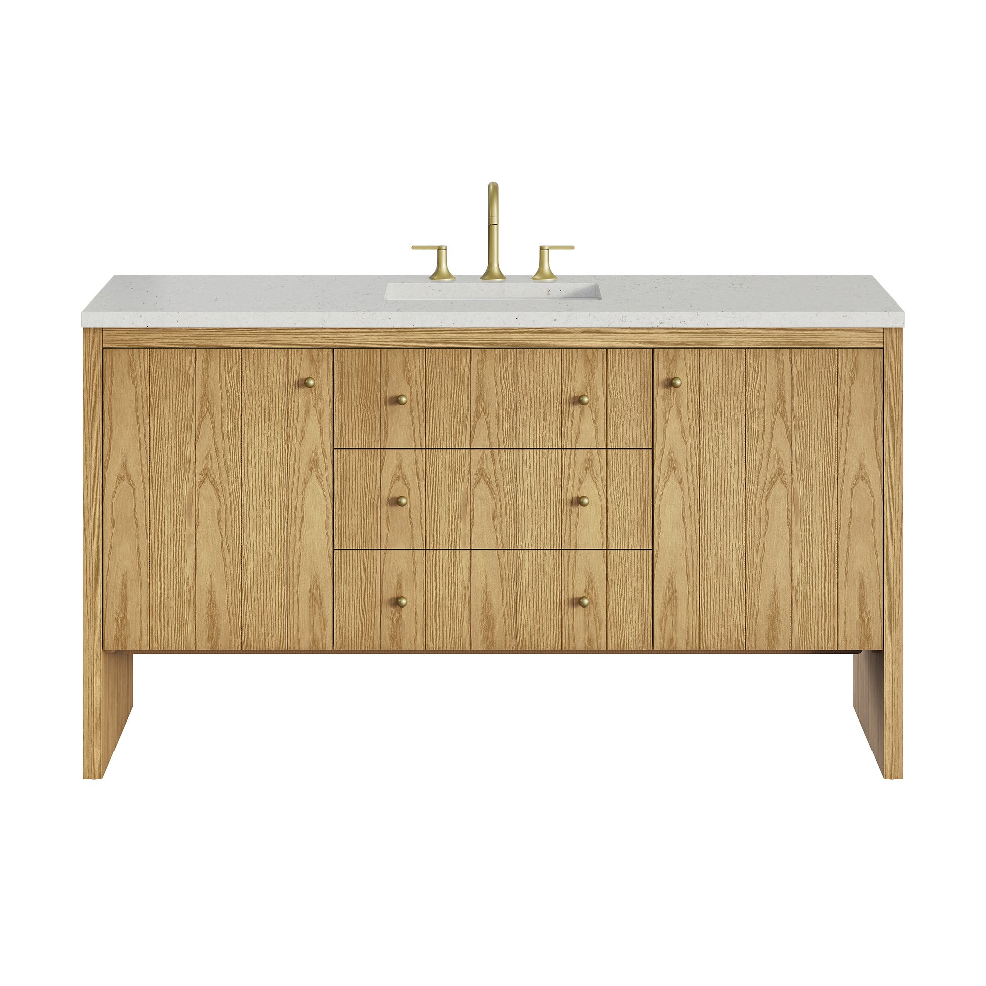 Renovate for Less Atlanta Hudson 60" Single Vanity, Light Natural Oak w/ 3 CM Lime Delight Top
