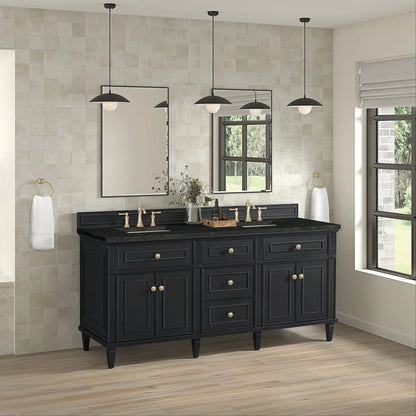 Lorelai 72" Double Vanity, Black Onyx, w/ 3 CM Phantome Eclos Top