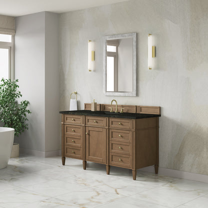 Renovate for Less Atlanta Brittany 60" Single Vanity, Pecan w/ 3 CM Phantome Eclos Top