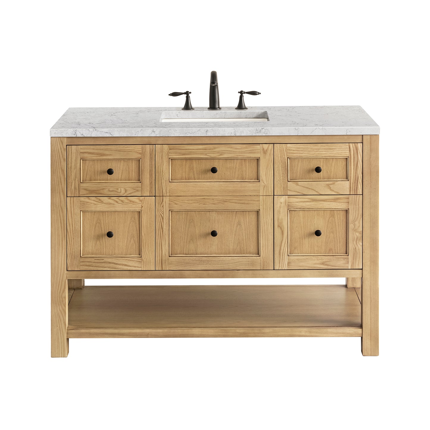 Renovate for Less Atlanta Breckenridge 48" Single Vanity, Light Natural Oak w/ 3 CM Eternal Jasmine Pearl Top w/FreePower Wireless Charger
