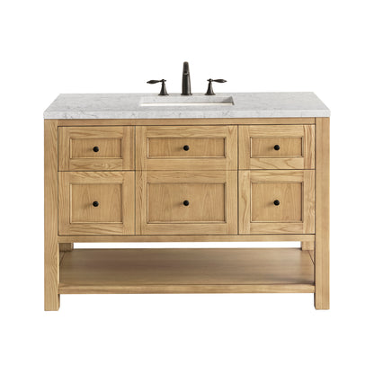 Renovate for Less Atlanta Breckenridge 48" Single Vanity, Light Natural Oak w/ 3 CM Eternal Jasmine Pearl Top w/FreePower Wireless Charger
