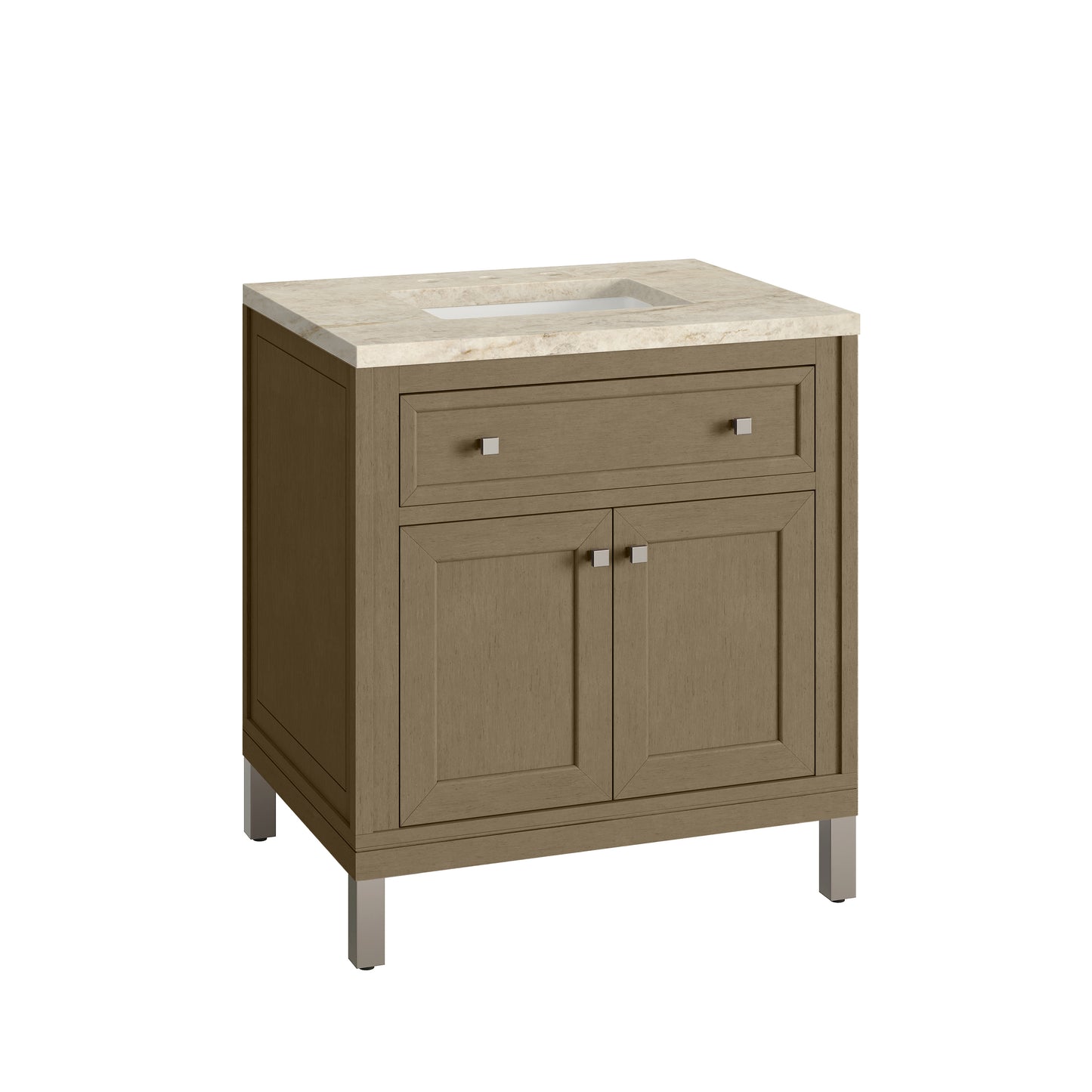 Renovate for Less Atlanta Chicago 30" Single Vanity, Walnut Whisper, w/ 3 CM Tajnar Eclos Top