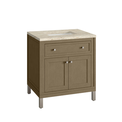 Renovate for Less Atlanta Chicago 30" Single Vanity, Walnut Whisper, w/ 3 CM Tajnar Eclos Top