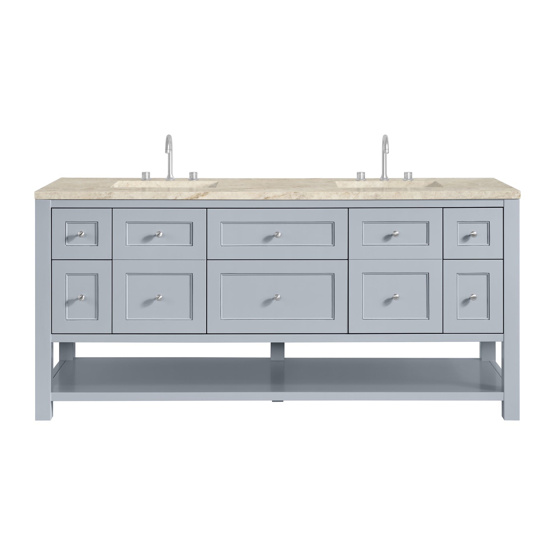 Renovate for Less Atlanta Breckenridge 72" Double Vanity, Serenity Blue, w/ 3 CM Tajnar Eclos Top w/FreePower Wireless Charger