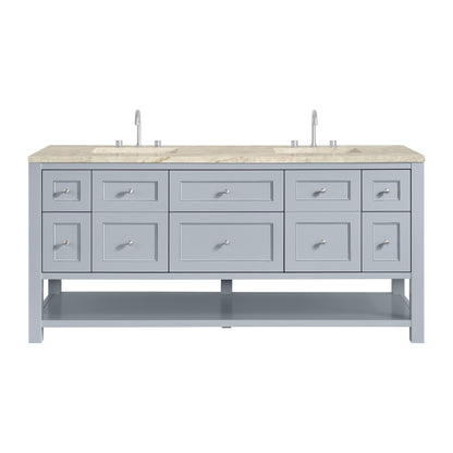 Renovate for Less Atlanta Breckenridge 72" Double Vanity, Serenity Blue, w/ 3 CM Tajnar Eclos Top w/FreePower Wireless Charger