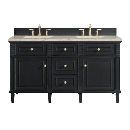 Renovate for Less Atlanta Lorelai 60" Double Vanity, Black Onyx, w/ 3 CM Tajnar Eclos Top