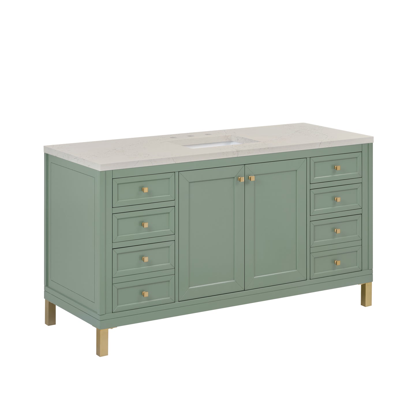 Renovate for Less Atlanta Chicago 60" Single Vanity, Smokey Celadon, w/ 3 CM Siberian Silestone Top