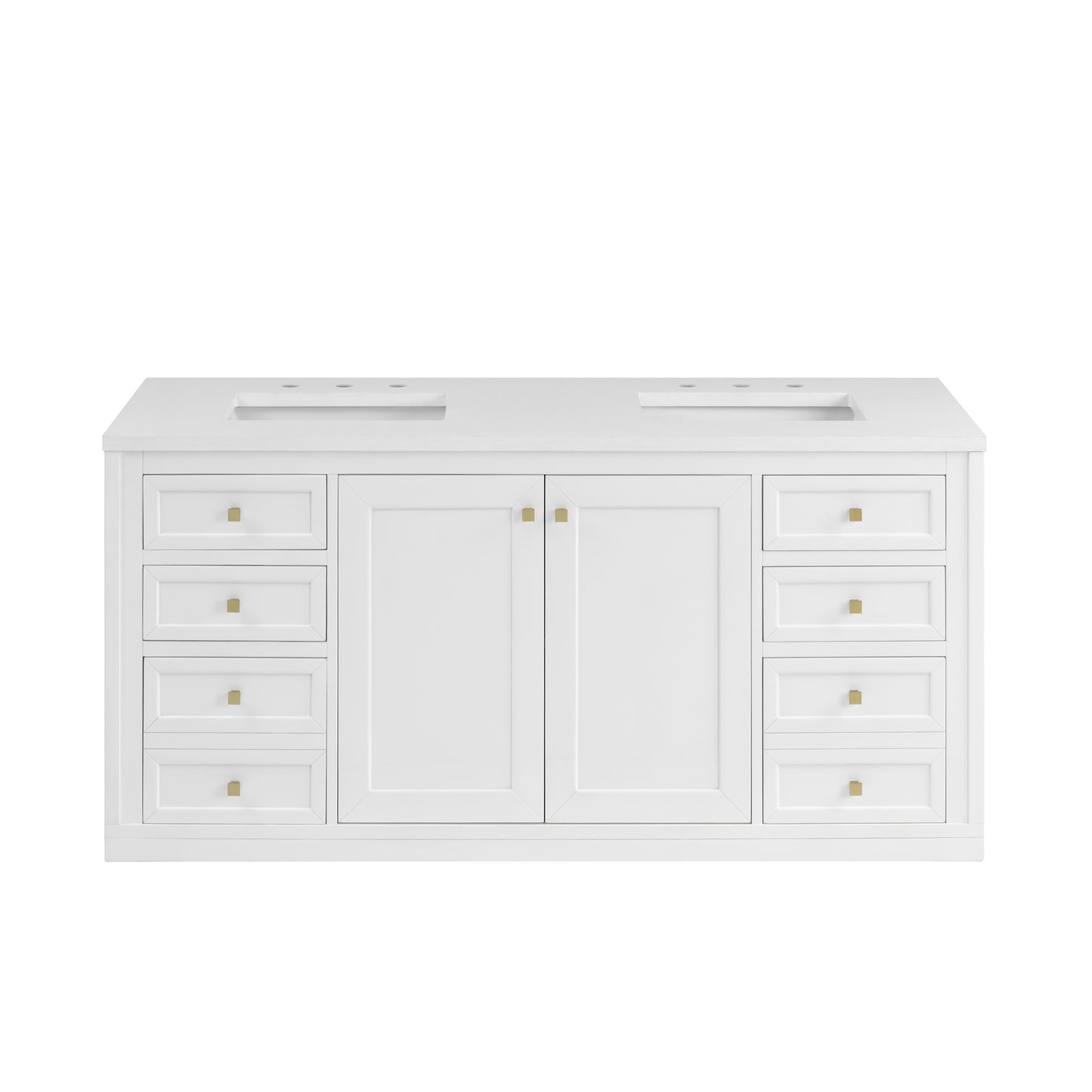 Renovate for Less Atlanta Chicago 60" Double Vanity, Glossy White, w/ 3 CM White Zeus Silestone® Top