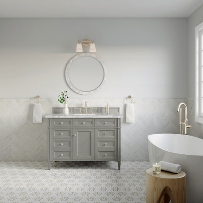 Renovate for Less Atlanta Brittany 48" Single Vanity, Urban Gray w/ 3 CM Carrara Marble Top