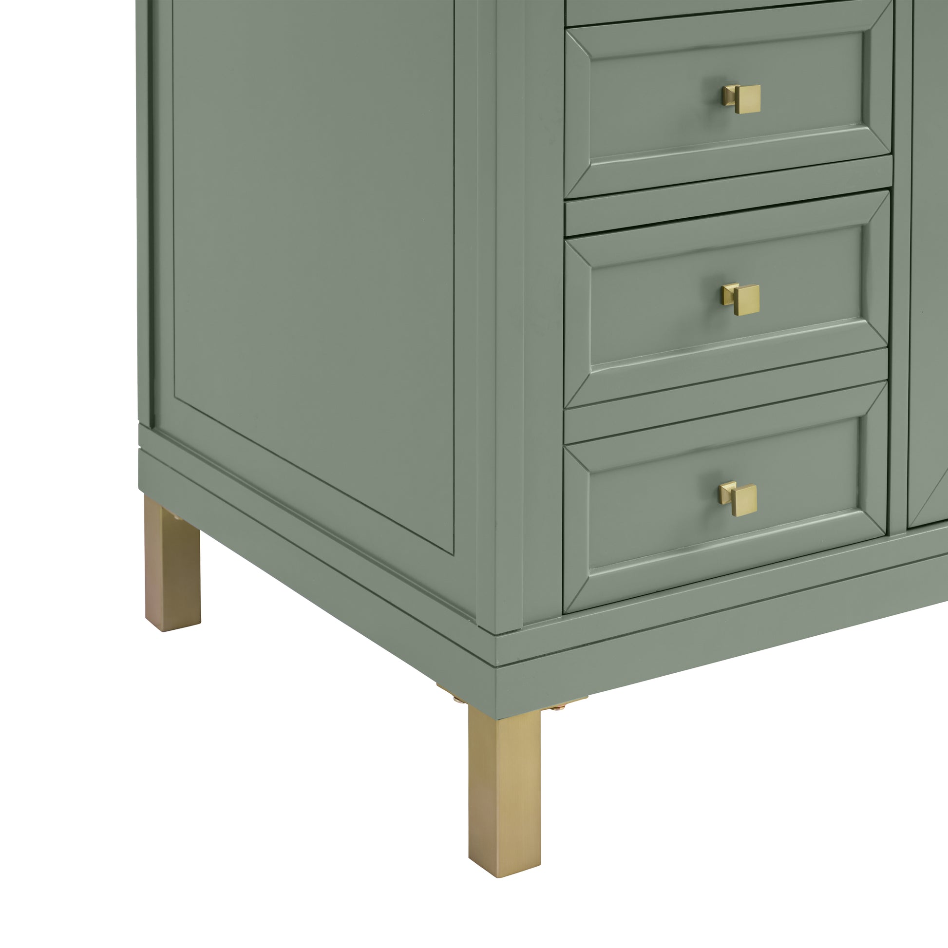 Renovate for Less Atlanta Chicago 60" Double Vanity, Smokey Celadon, w/ 3 CM Tajnar Eclos Top w/FreePower Wireless Charger