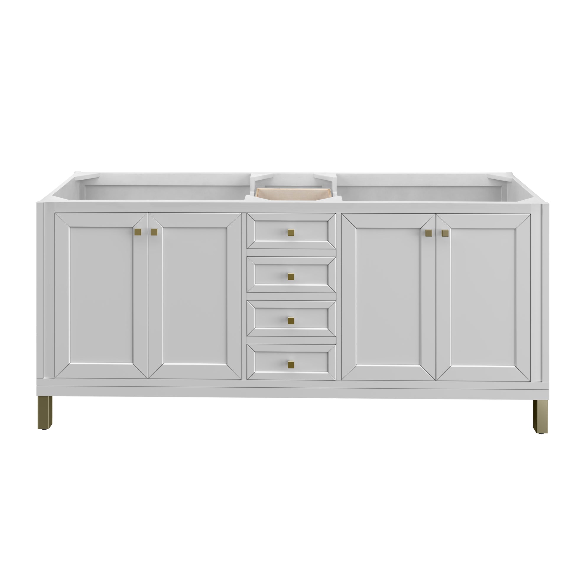 Renovate for Less Atlanta Chicago 72" Double Vanity, Glossy White, w/ 3 CM White Zeus Silestone® Top