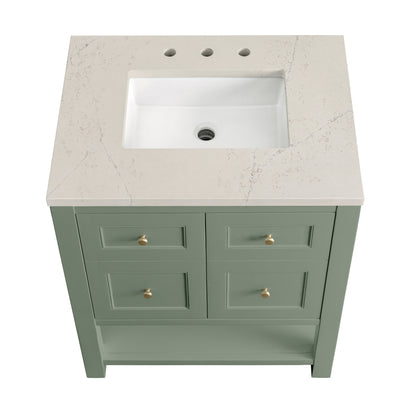 Renovate for Less Atlanta Breckenridge 30" Single Vanity, Smokey Celadon, w/ 3 CM Siberian Silestone Top