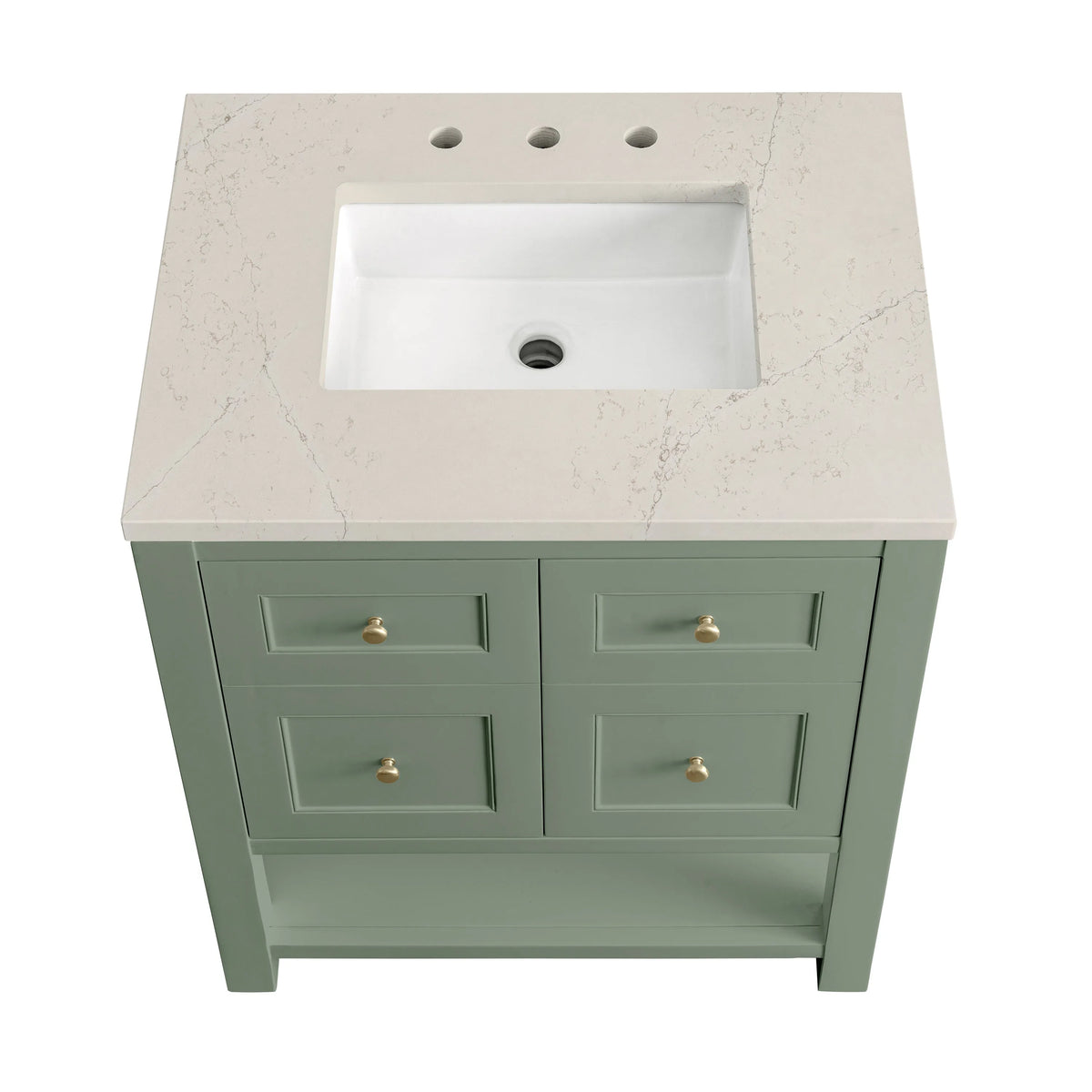 Breckenridge 30" Single Vanity, Smokey Celadon, w/ 3 CM Siberian Silestone Top