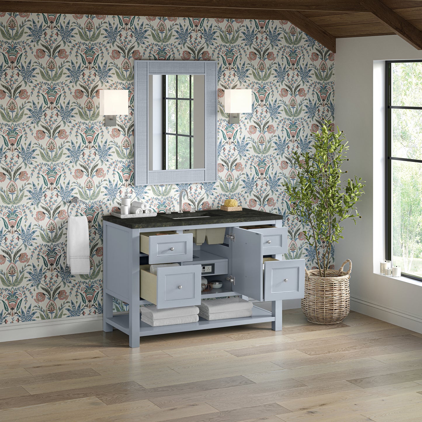 Renovate for Less Atlanta Breckenridge 48" Single Vanity, Serenity Blue, w/ 3 CM Phantome Eclos Top