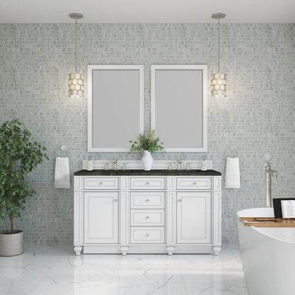 Bristol 60" Double Vanity, Bright White, w/ 3 CM Phantome Eclos Top