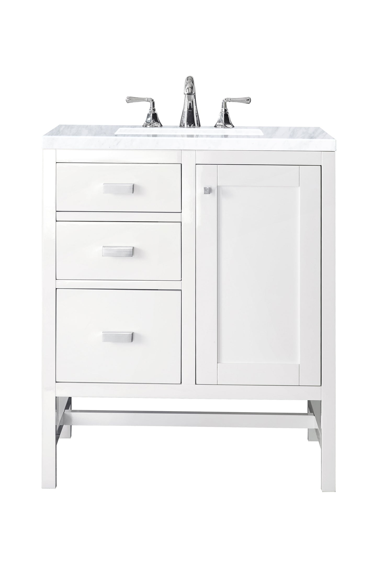 Renovate for Less Atlanta Addison 30" Single Vanity, Glossy White w/ 3 CM Carrara White Top