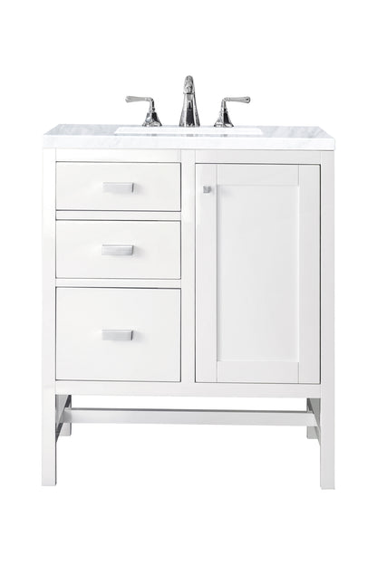 Renovate for Less Atlanta Addison 30" Single Vanity, Glossy White w/ 3 CM Carrara White Top