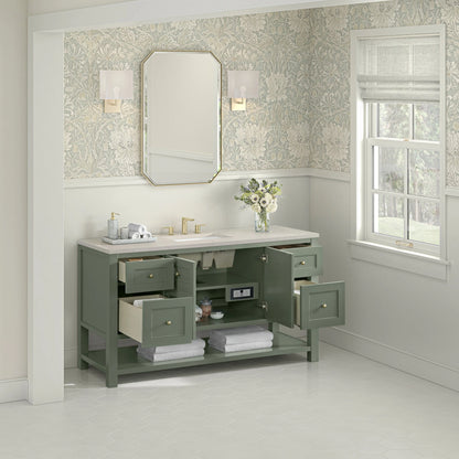 Breckenridge 60" Single Vanity, Smokey Celadon, w/ 3 CM Siberian Silestone Top w/FreePower Wireless Charger