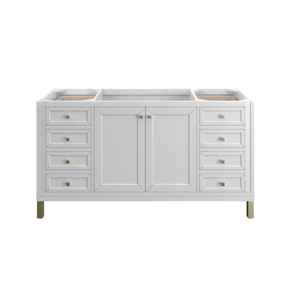 Renovate for Less Atlanta Chicago 60" Single Vanity, Glossy White, w/ Single Hole 3CM White Zeus Silestone® Top & Backsplash